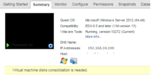 virtual machine disks consolidation is needed no snapshots