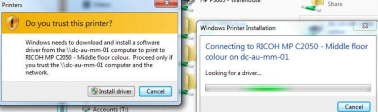 not able to add network printer in windows 7