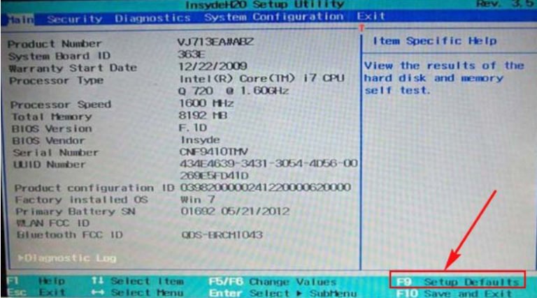 bios default reset | Compspice