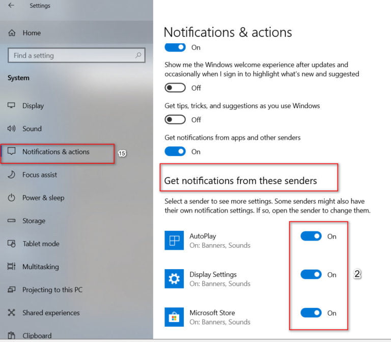 How to turn off notifications in Windows 10