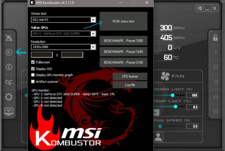 msi kombustor not starting